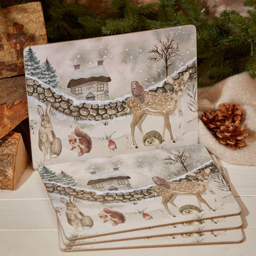 XMAS WOODLAND ANIMAL PLACEMAT SET OF 4