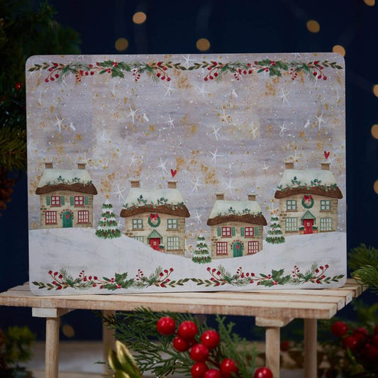 XMAS COTTAGE SCENE PLACEMAT SET OF 4