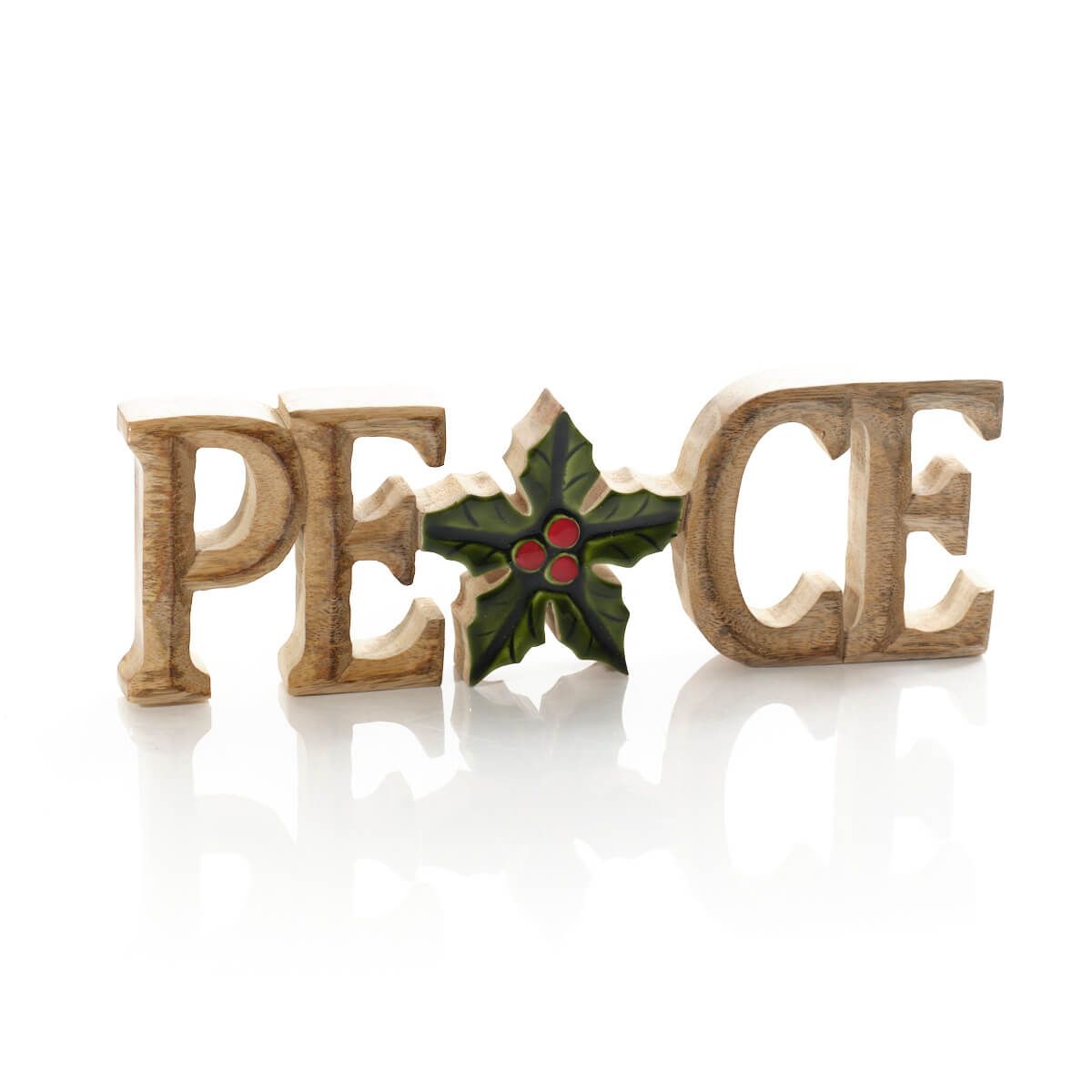 Christmas Mango Wood Peace Painted Block