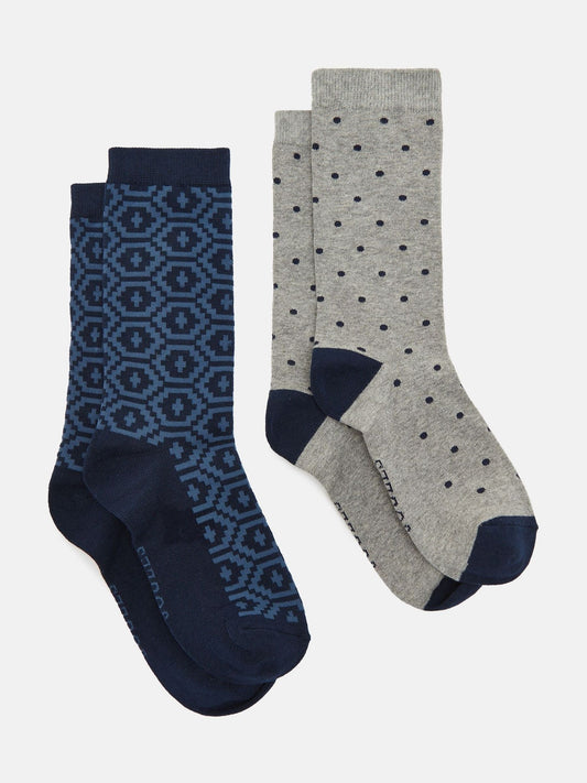 Kingsbury Navy/Grey Pack of Two Socks