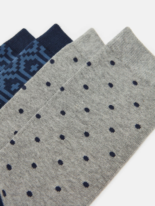 Kingsbury Navy/Grey Pack of Two Socks