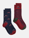 Kingsbury Red/Navy Pack of Two Socks