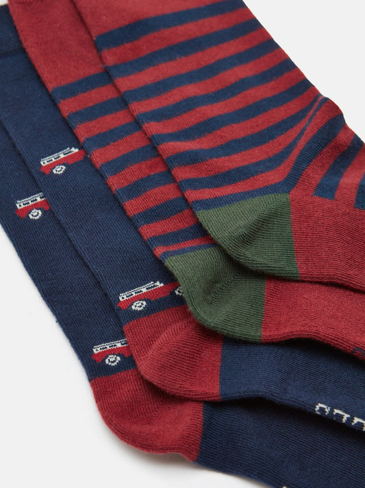 Kingsbury Red/Navy Pack of Two Socks