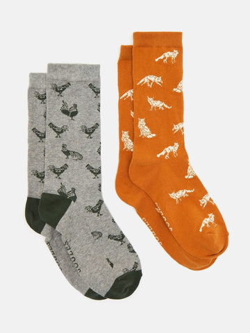 Kingsbury Green/Grey Pack of Two Socks