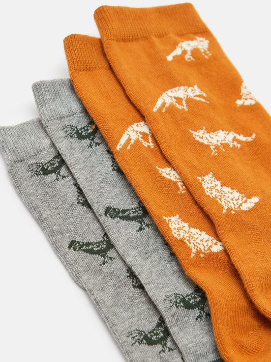 Kingsbury Green/Grey Pack of Two Socks