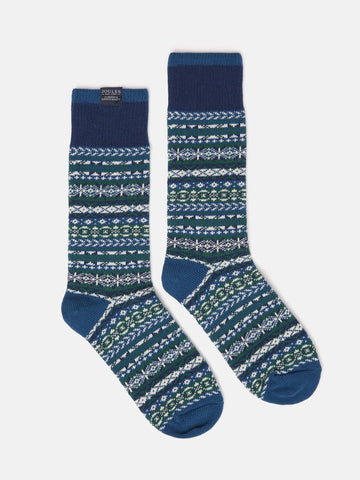 Alby Blue Fair Isle Socks