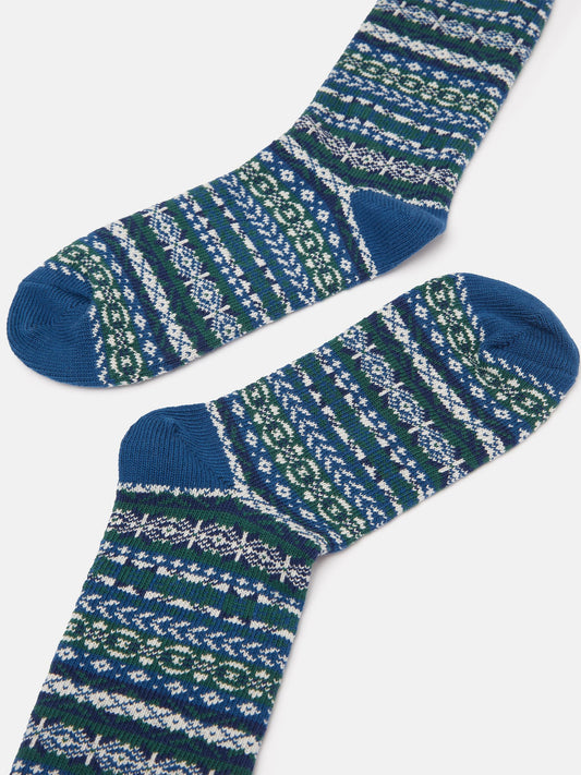 Alby Blue Fair Isle Socks