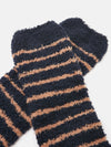 Men's Fluffy Tan/Navy Striped Socks