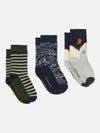 Eat Feet Green/Navy Pack of Three Socks