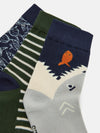 Eat Feet Green/Navy Pack of Three Socks