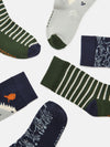 Eat Feet Green/Navy Pack of Three Socks