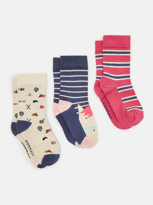 Neat Feet Navy/Pink Pack of Three Kids' Socks