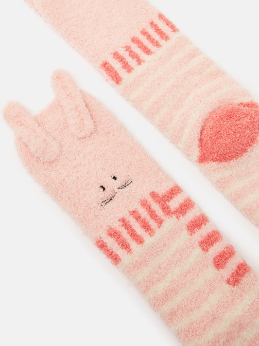 Kids' Fluffy Pink Character Socks