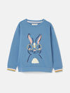 Mackenzie Blue Embroidered Rabbit Crew Neck Sweatshirt