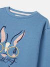 Mackenzie Blue Embroidered Rabbit Crew Neck Sweatshirt