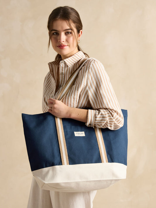 Promenade Navy Canvas Beach Bag