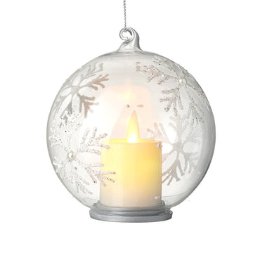 GLASS BAUBLE WITH LED CANDLE