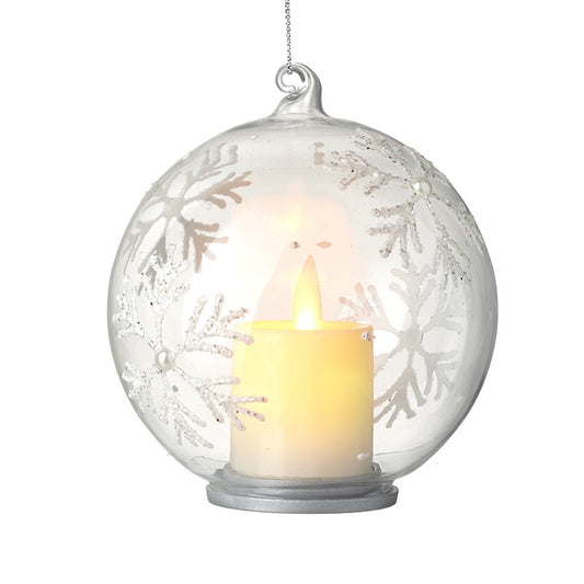 GLASS BAUBLE WITH LED CANDLE