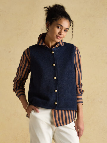 Holly Navy Button Through Knitted Vest