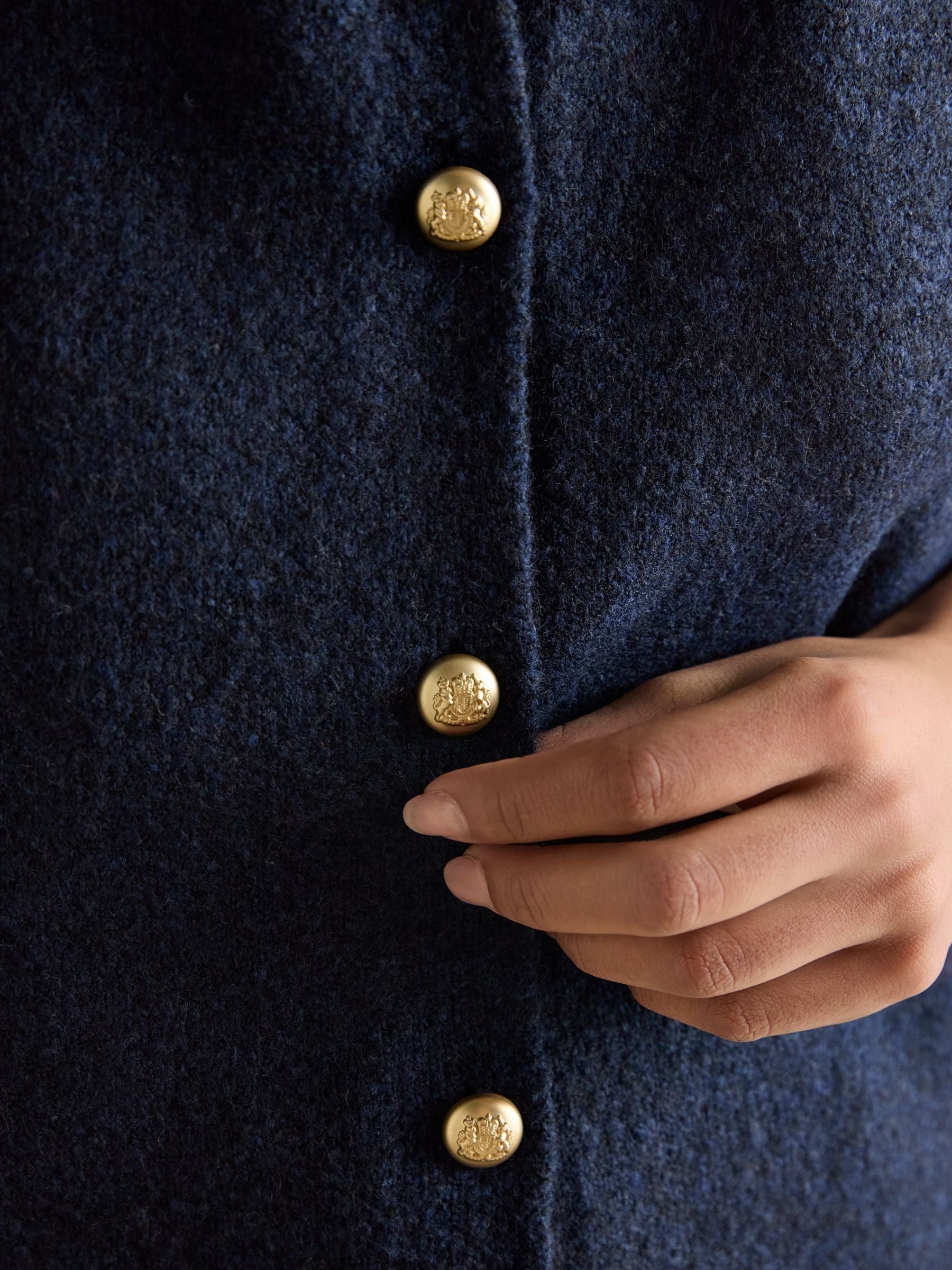 Holly Navy Button Through Knitted Vest