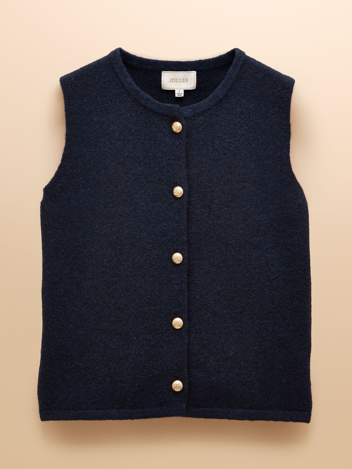 Holly Navy Button Through Knitted Vest