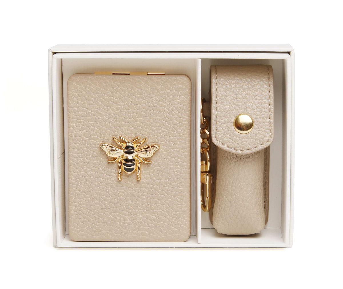 Stone - Oblong compact Mirror & Lipstick holder gift set