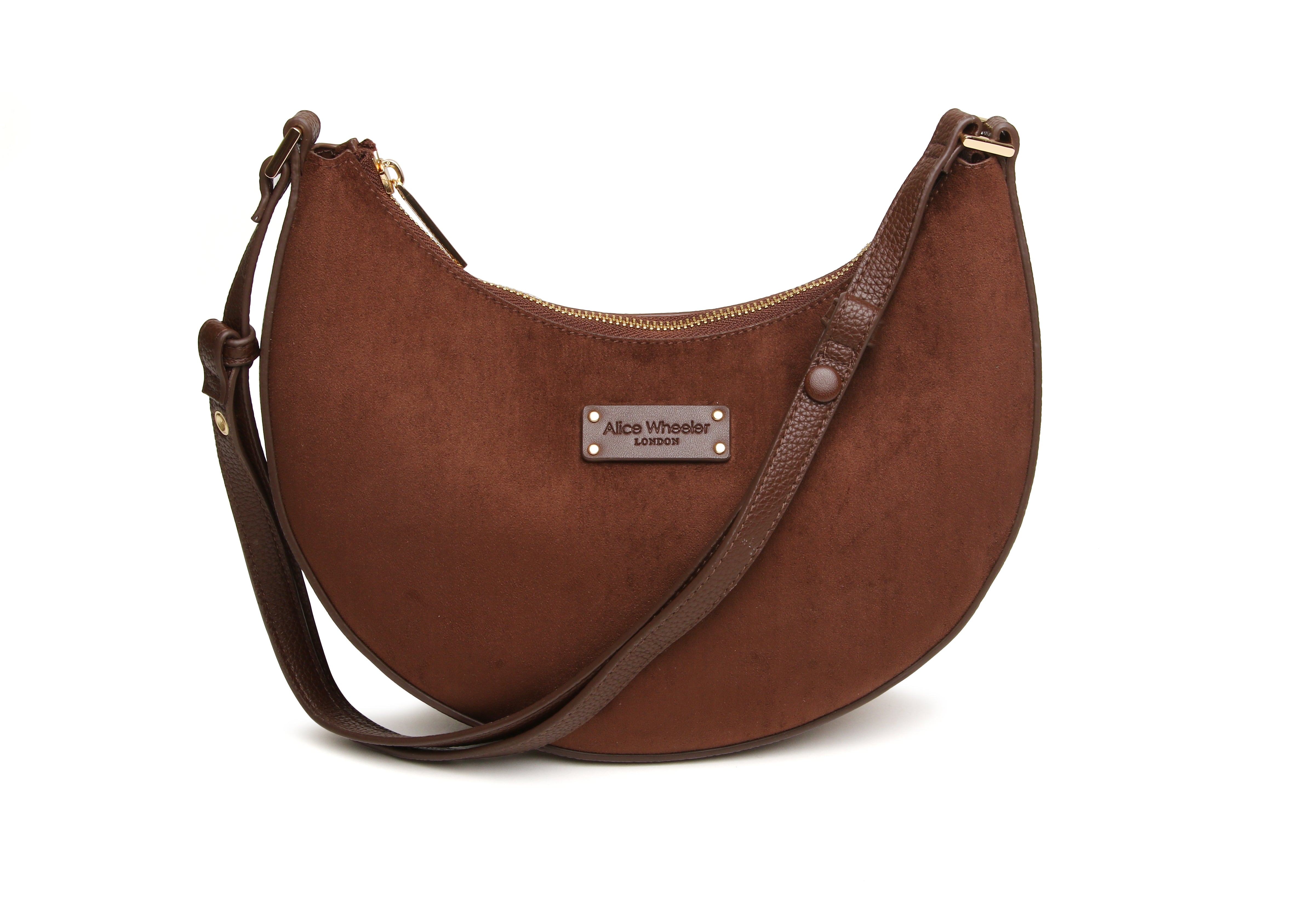 Chocolate - Kensington Suedette Shoulder and Crossbody Bag