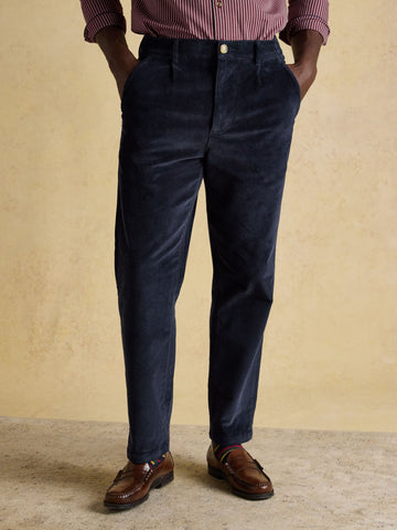 Relaxed Fit Navy Cotton-Rich Cord Trousers