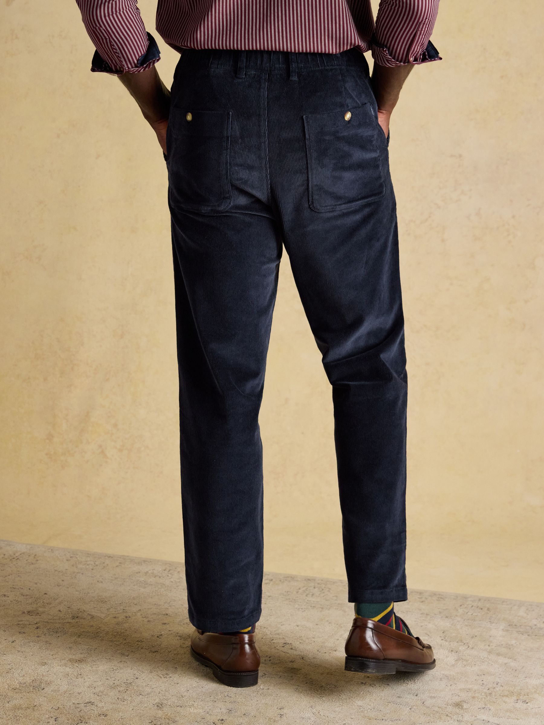 Relaxed Fit Navy Cotton-Rich Cord Trousers