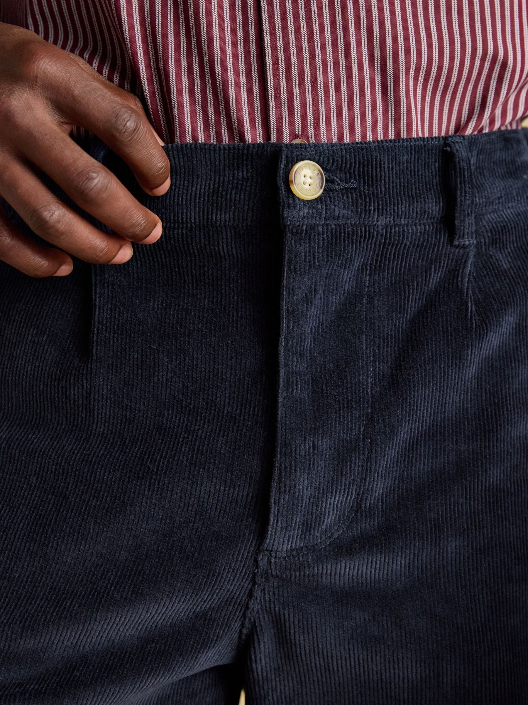 Relaxed Fit Navy Cotton-Rich Cord Trousers
