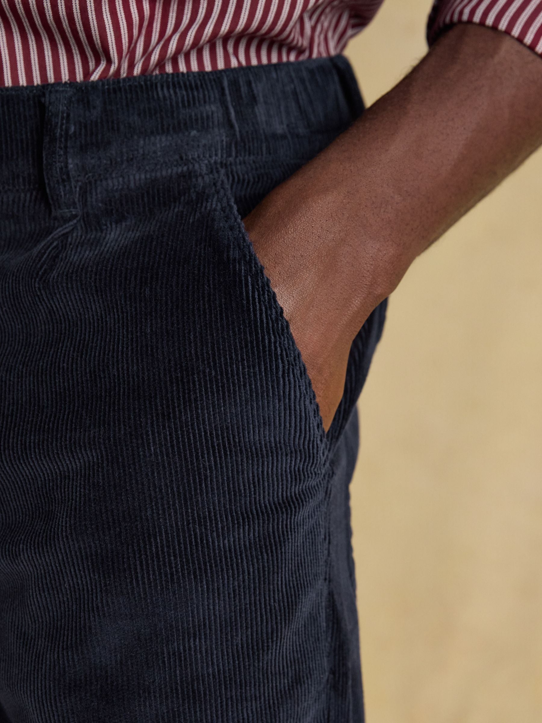 Relaxed Fit Navy Cotton-Rich Cord Trousers