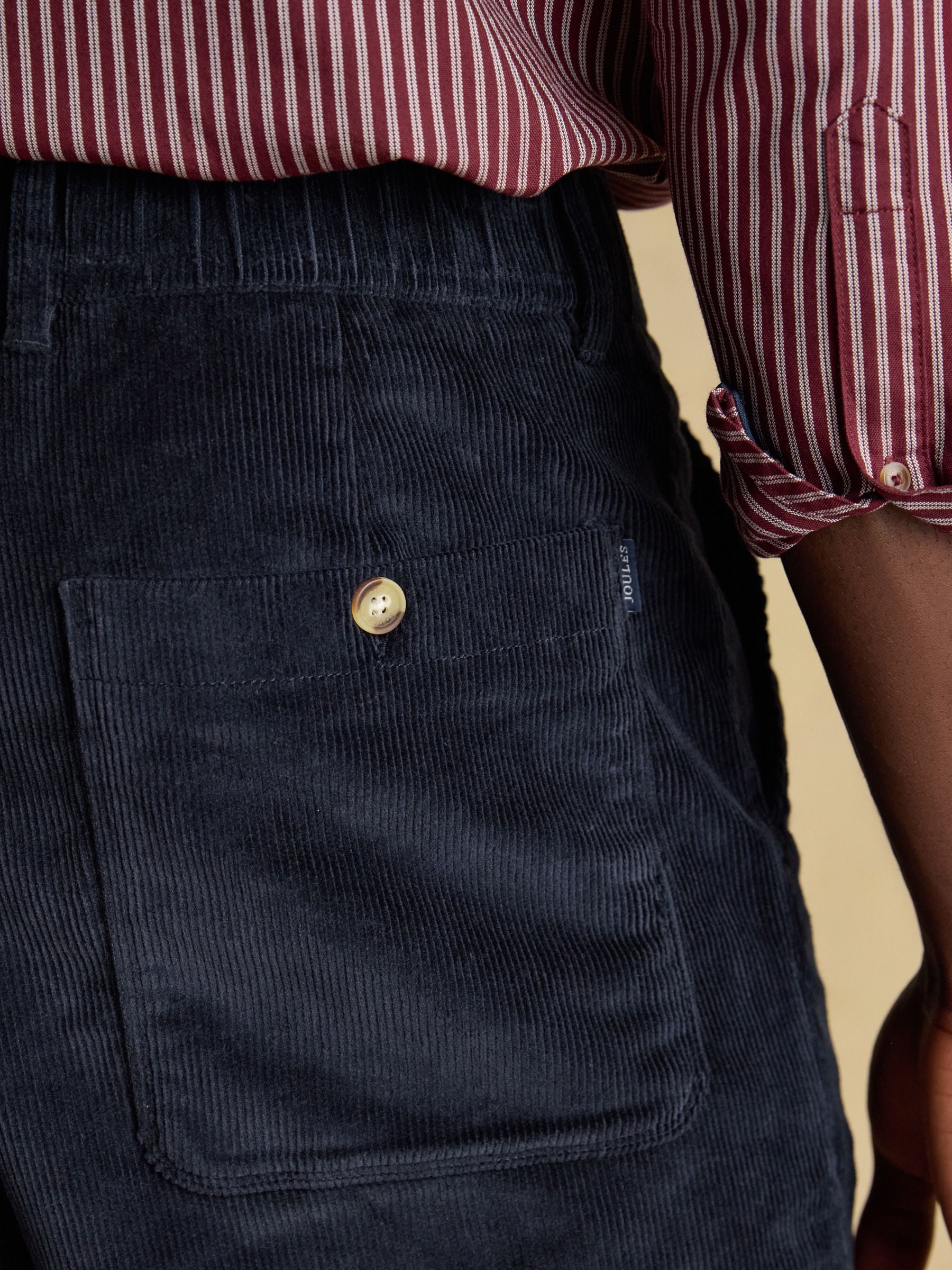 Relaxed Fit Navy Cotton-Rich Cord Trousers