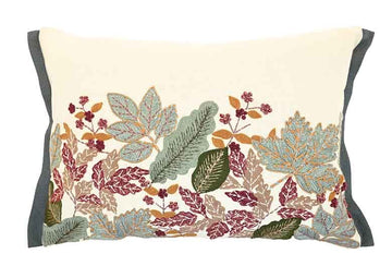 Embroidered hedgerow cushion