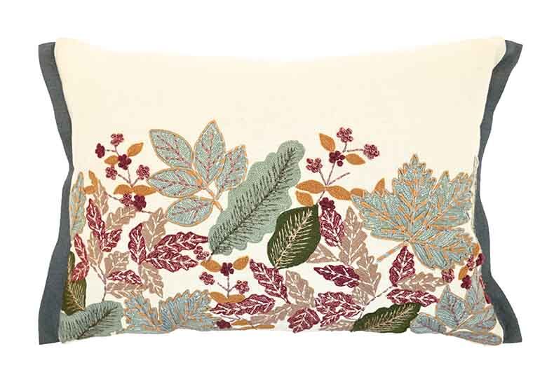 Embroidered hedgerow cushion
