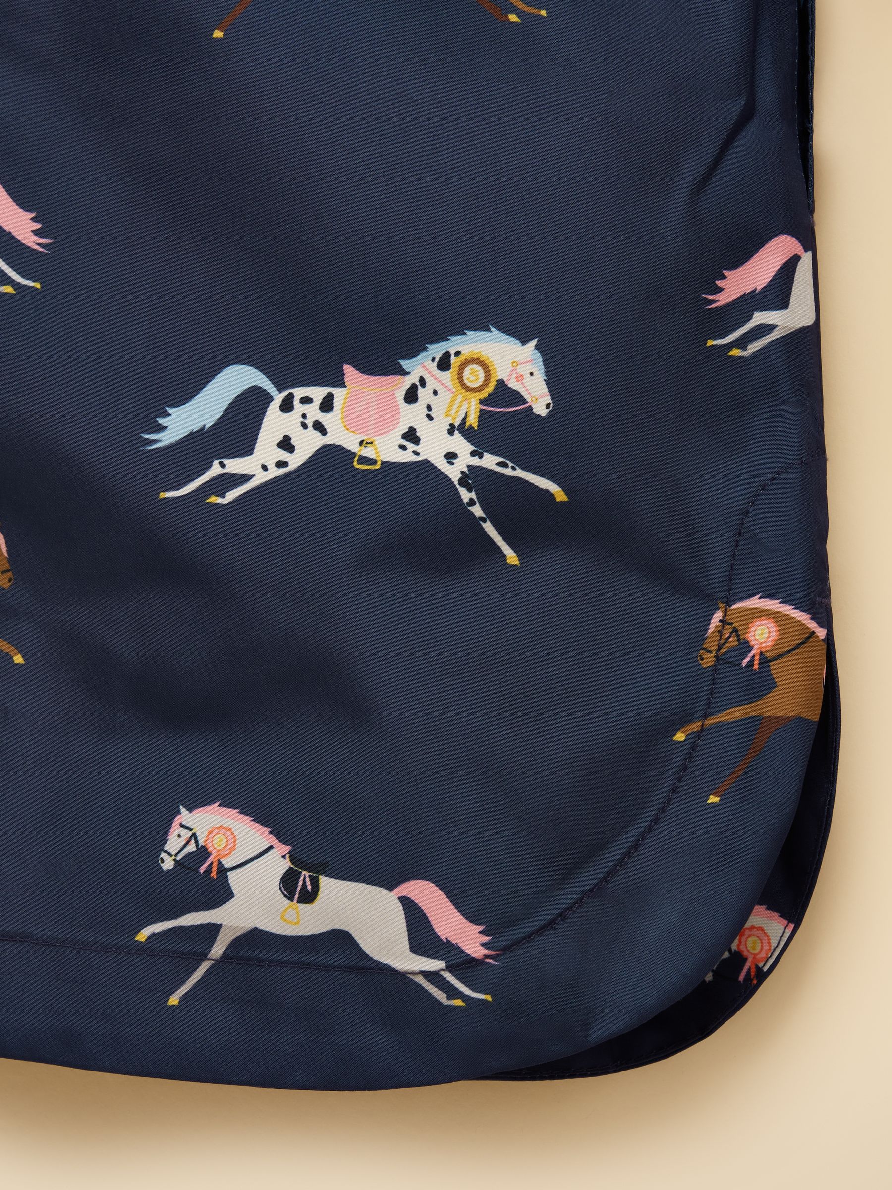 Girls' Rainford Navy Horse Waterproof Packable Raincoat