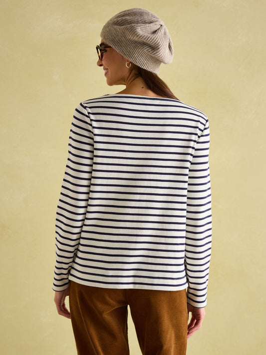 Festive Harbour Multi/White Boat Neck Breton Top