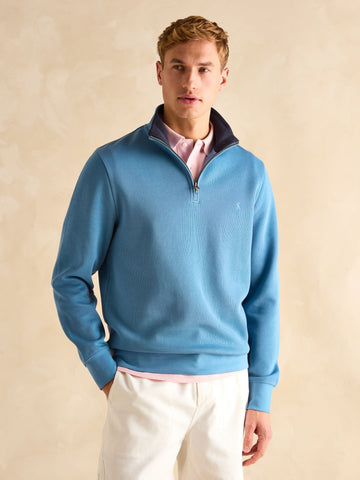 Alistair Light Blue Quarter Zip Cotton Sweatshirt