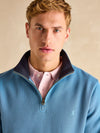 Alistair Light Blue Quarter Zip Cotton Sweatshirt