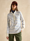 Southwold Cream/Blue Button Down Striped Sweatshirt