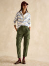 Southwold Cream/Blue Button Down Striped Sweatshirt