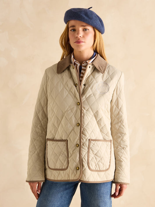 Quinn Stone Showerproof Diamond Quilted Coat