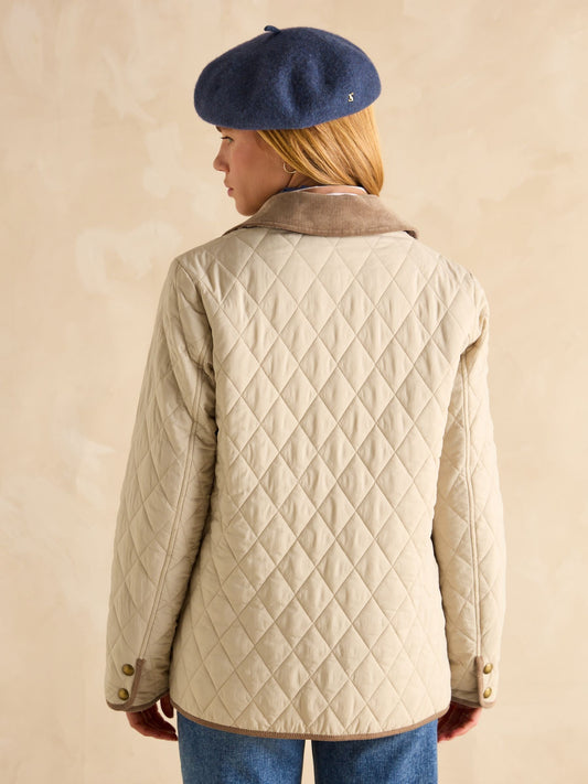 Quinn Stone Showerproof Diamond Quilted Coat