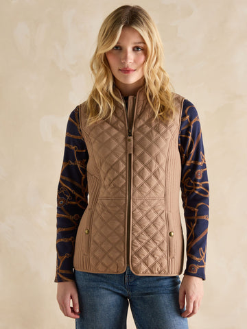 Minx Brown Showerproof Diamond Quilted Gilet