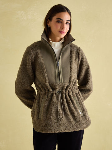 Thurlston Khaki Green Borg Fleece