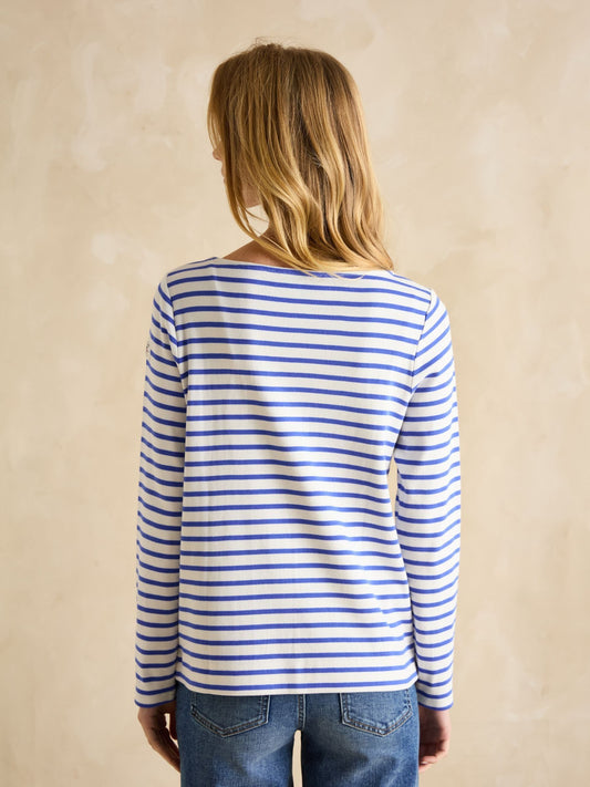 Harbour Blue/White Boat Neck Breton Top