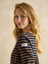 Harbour Navy & Tan Boat Neck Breton Top