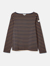 Harbour Navy & Tan Boat Neck Breton Top