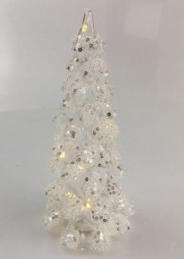 Light Up Glass Silver Tree