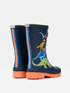 Jnr Navy Dinosaur Printed Wellies