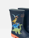 Jnr Navy Dinosaur Printed Wellies